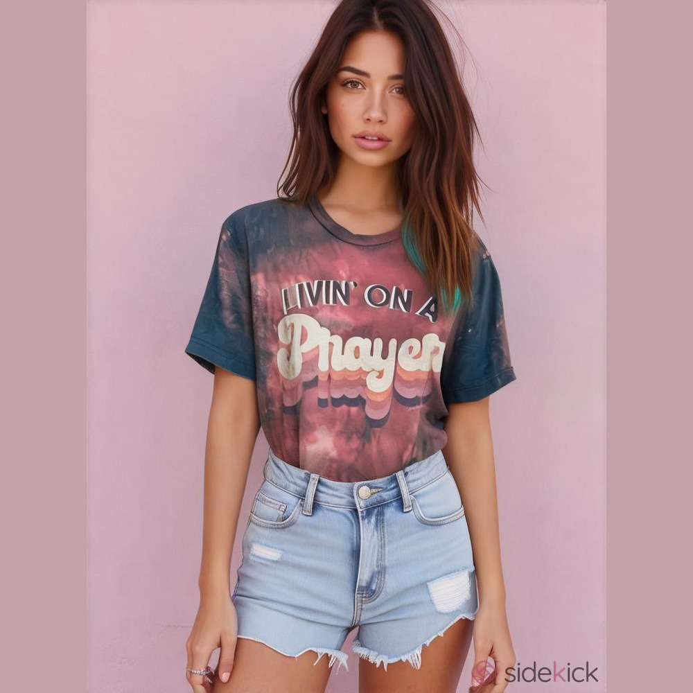 Livin’ On A Prayer Pink Armadillos Pink & Navy Tie Dye Women’s Tee (Sz L)